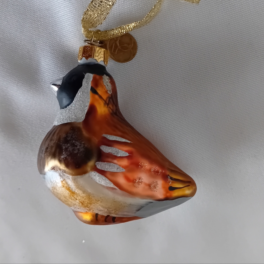 Dept. 56 Bird Ornament - Orange, Black, Silver